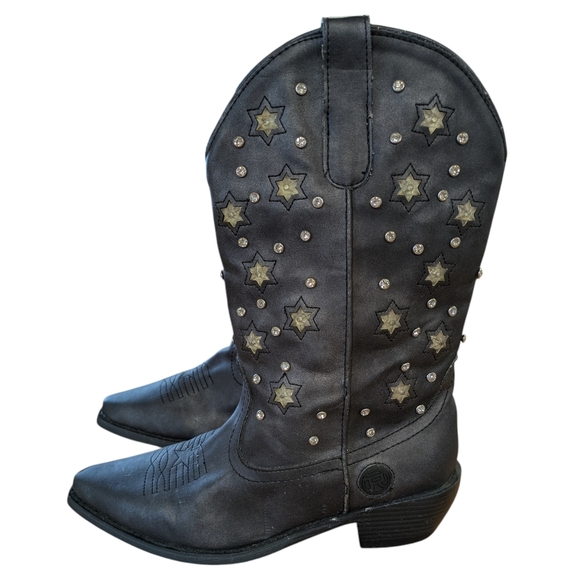 Roper Shoes - Roper Starlights Navy Studded Cowboy Boots Size 7